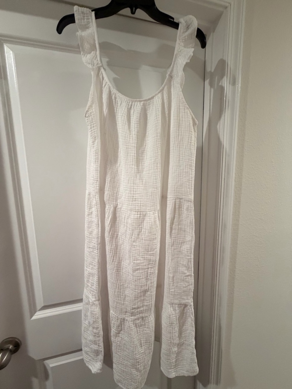Dreamers White Textured Tiered Dress